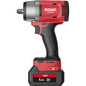 Rodac 1/2" borstelloze slagmoersleutel 20V 4AH 1180 Nm