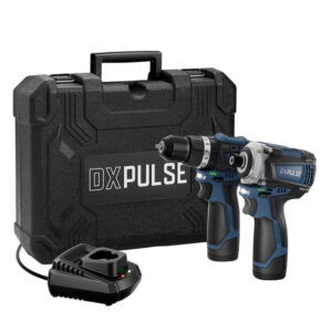 DXPULSE 1/4" Accu slagschroevendraaier+ klopboormachine 12V, borstel loos, 2x 2.0Ah accu en 1x lader